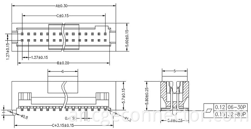 1.27mm SMT Vertical type H5.7 Box Header Connector